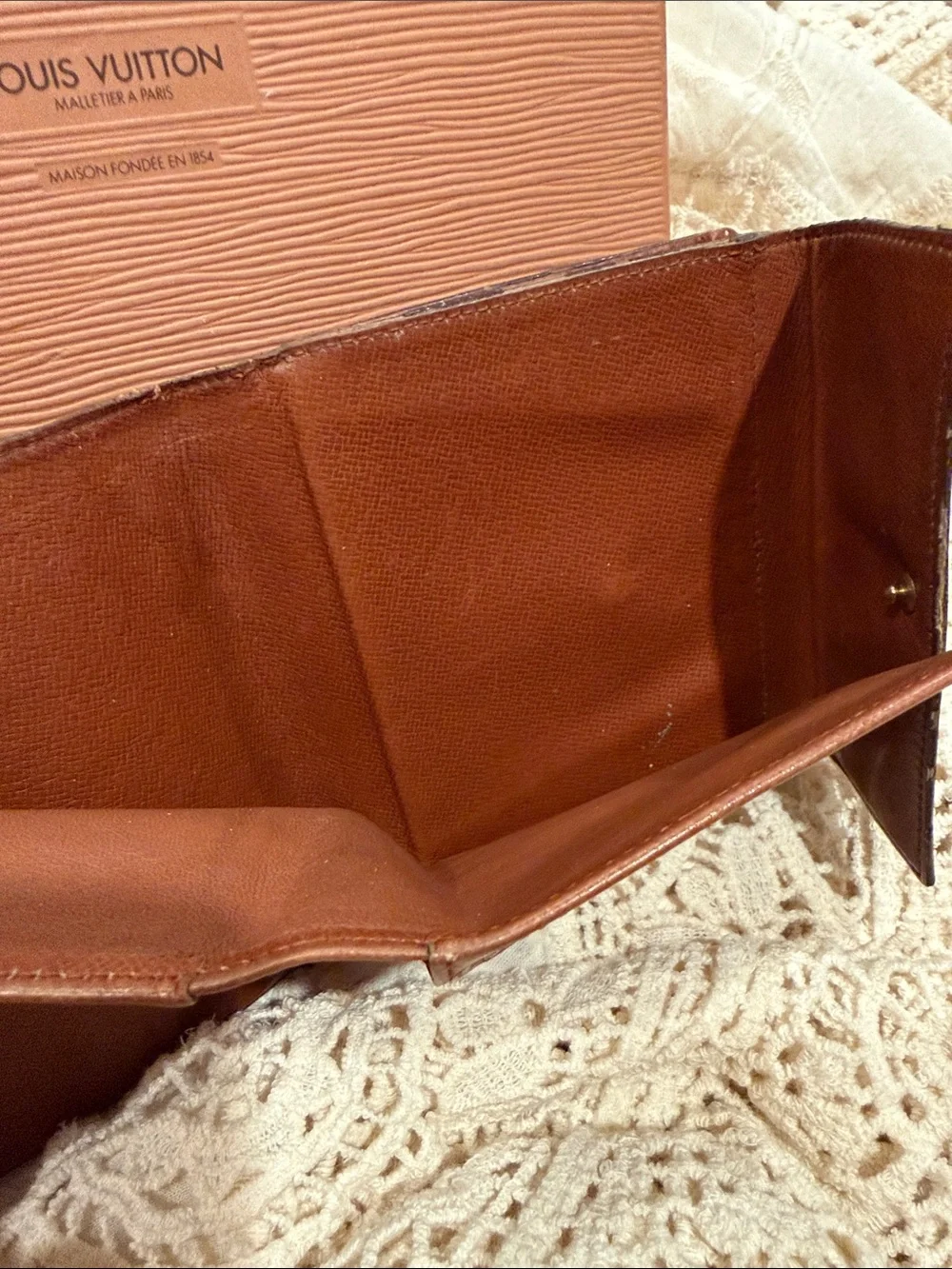 VINTAGE Louis Vuitton Brown & Tan Monogram double side Snap Wallet